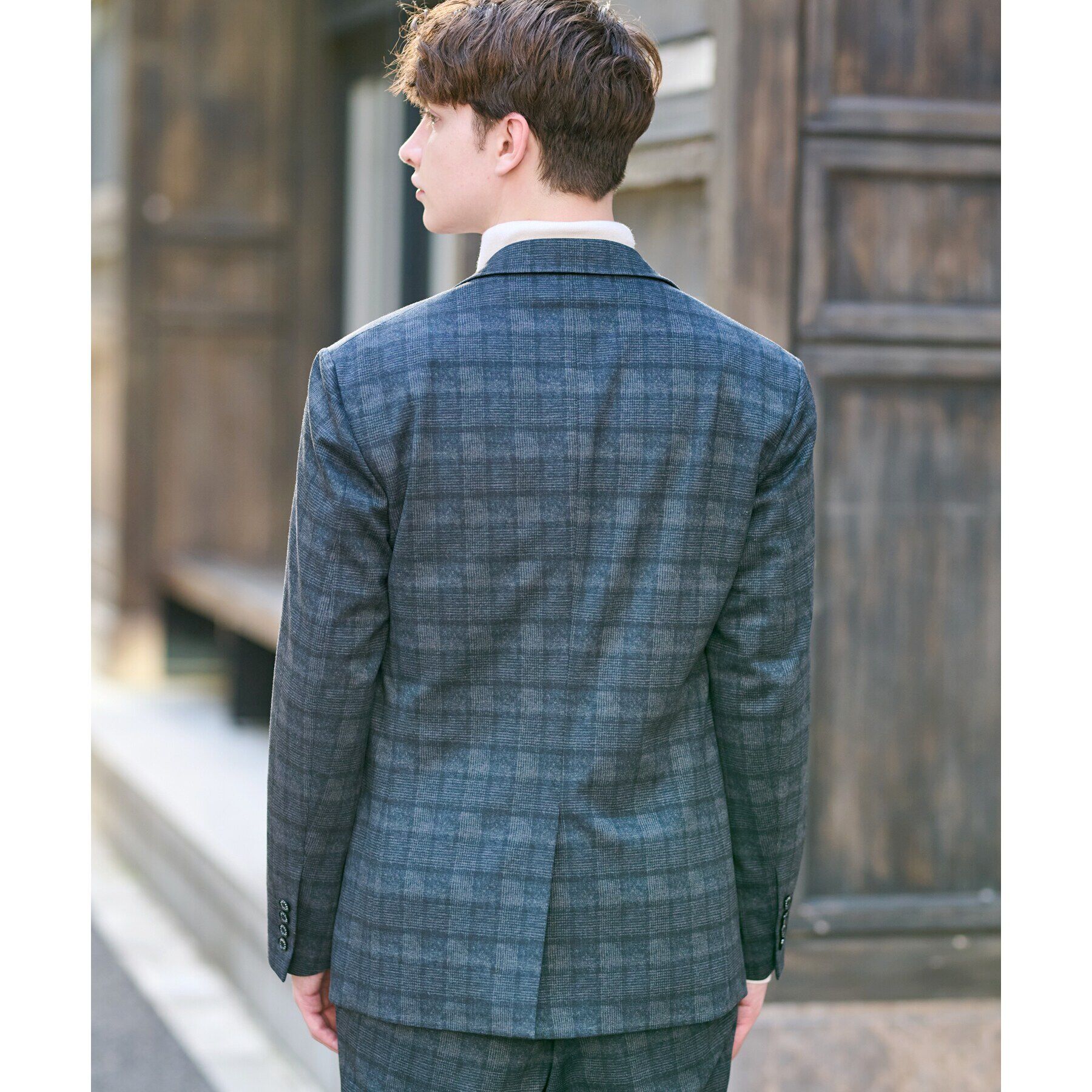 DRESSTERIOR「【セットアップ可】ネイビーグレンチェックSET UPジャケット」|テーラードジャケット|