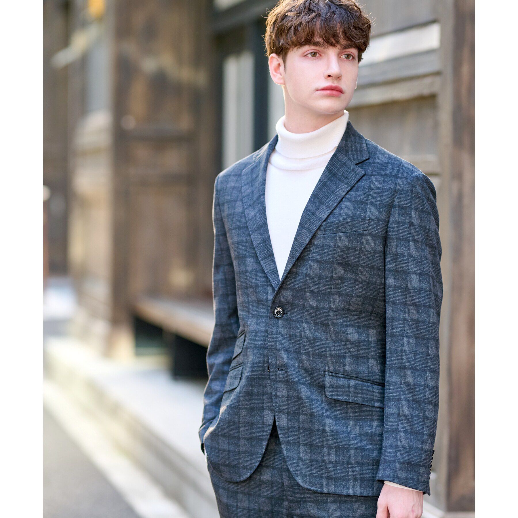 DRESSTERIOR「【セットアップ可】ネイビーグレンチェックSET UPジャケット」|テーラードジャケット|