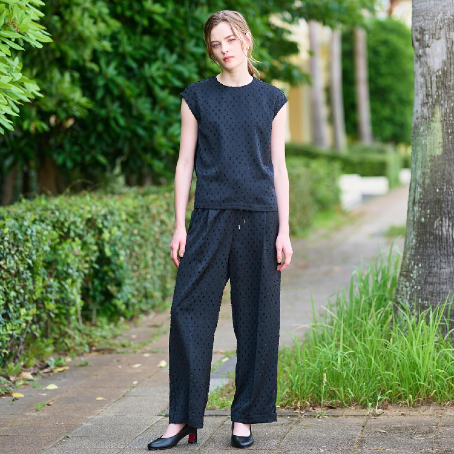 DRESSTERIOR「【セットアップ可/イージーケア】ドビーサテンフレンチスリーブブラウス」|シャツ・ブラウス|