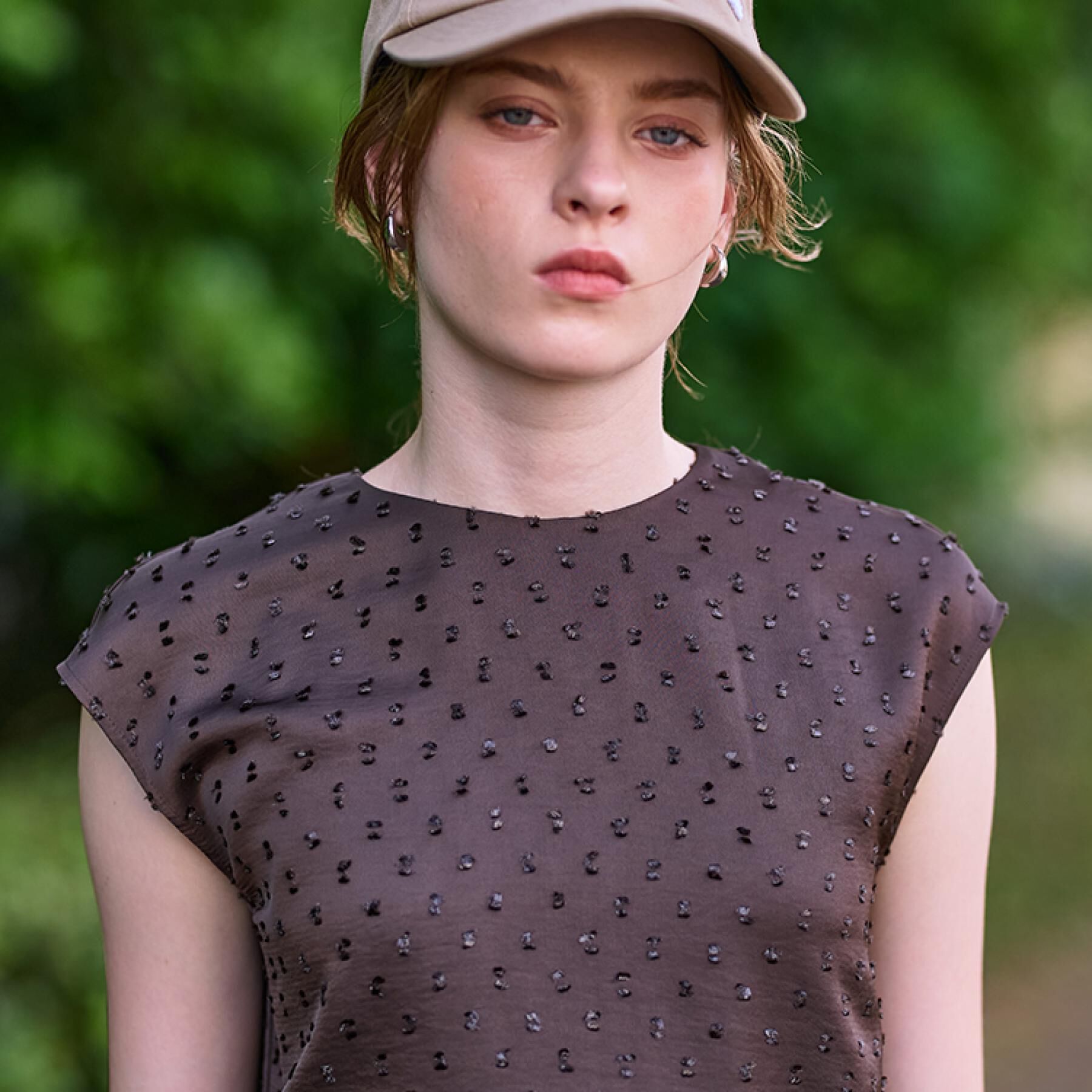 DRESSTERIOR「【セットアップ可/イージーケア】ドビーサテンフレンチスリーブブラウス」|シャツ・ブラウス|