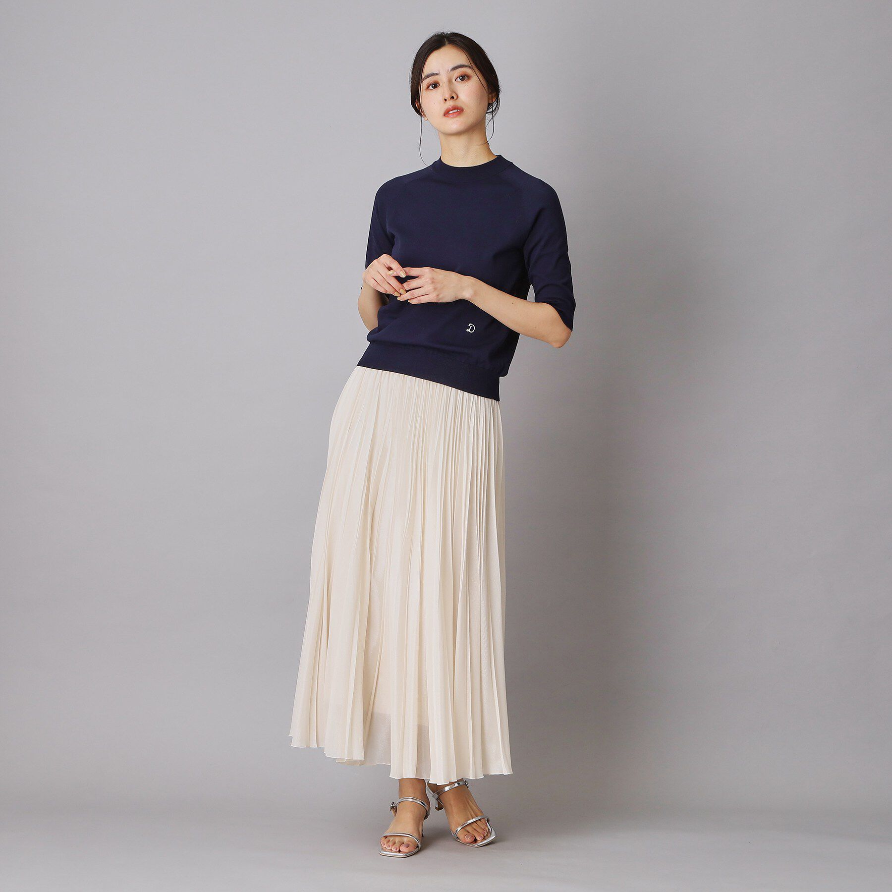 DRESSTERIOR「コットンシルクハーフスリーブニット」|ニット・セーター|