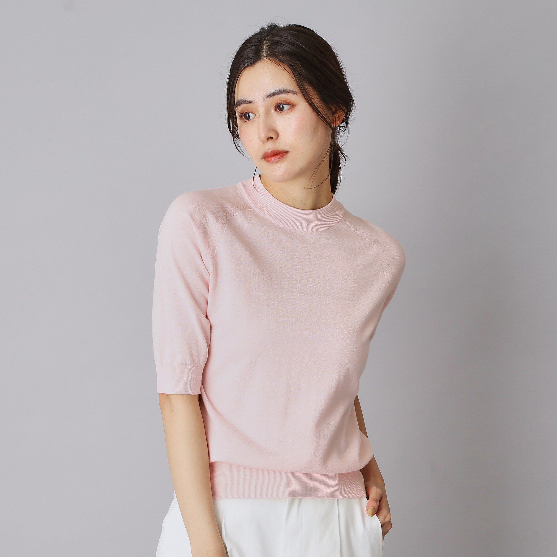 DRESSTERIOR「コットンシルクハーフスリーブニット」|ニット・セーター|