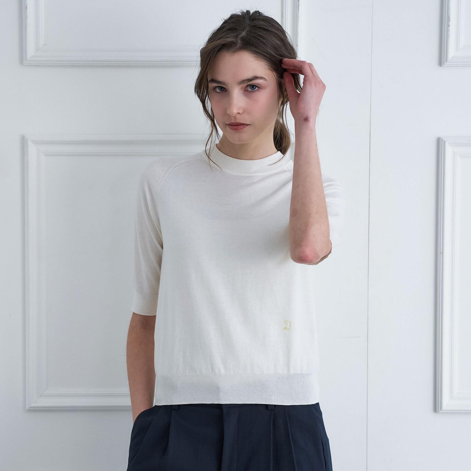 DRESSTERIOR「コットンシルクハーフスリーブニット」|ニット・セーター|