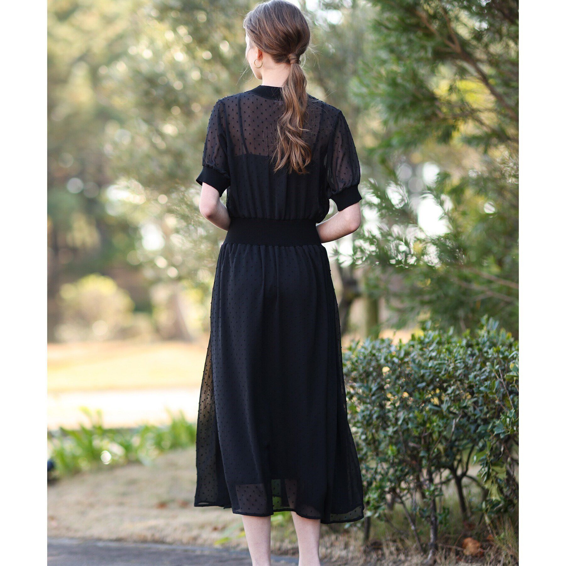 DRESSTERIOR「ドットカットジャカードハーフスリーブ」|ワンピース|