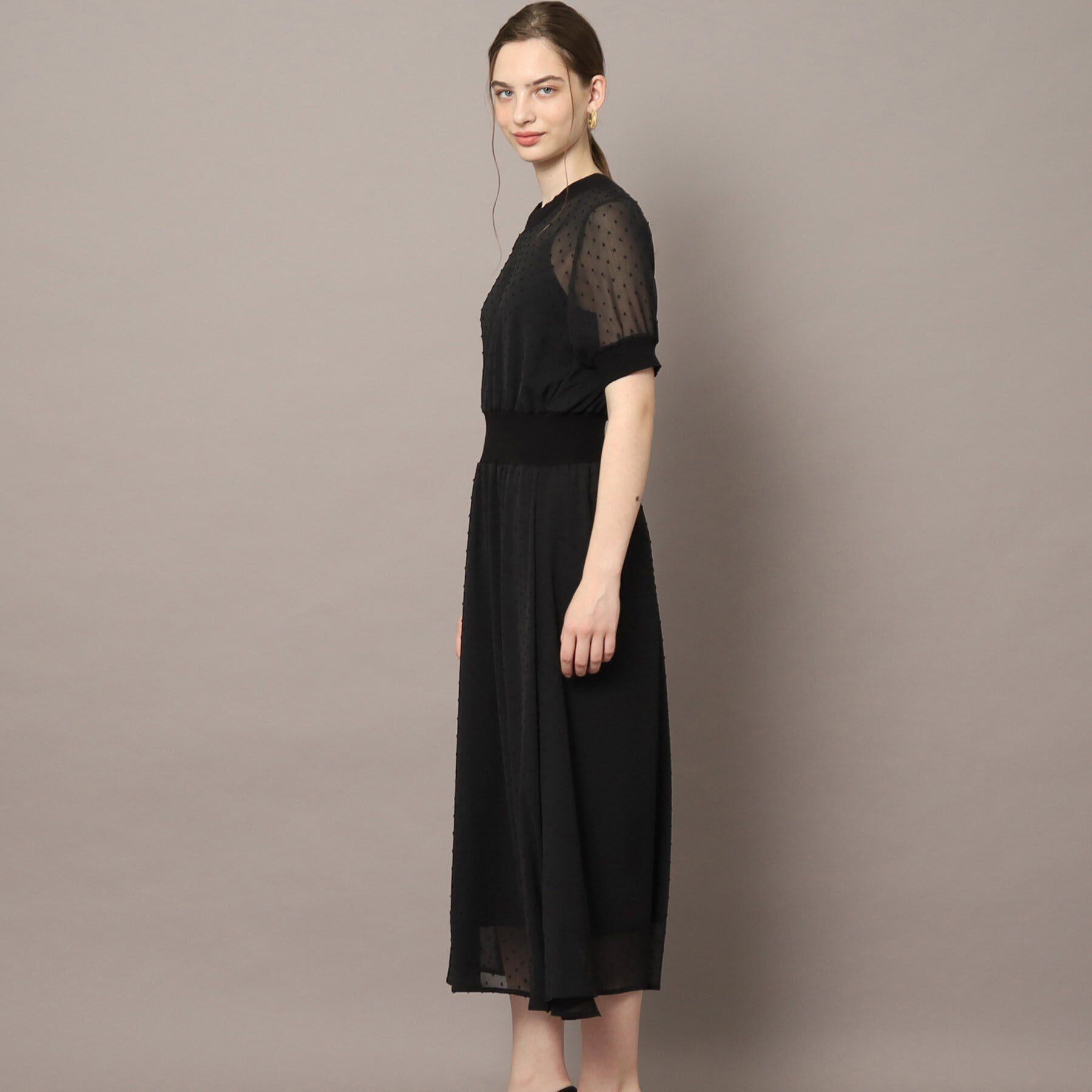 DRESSTERIOR「ドットカットジャカードハーフスリーブ」|ワンピース|