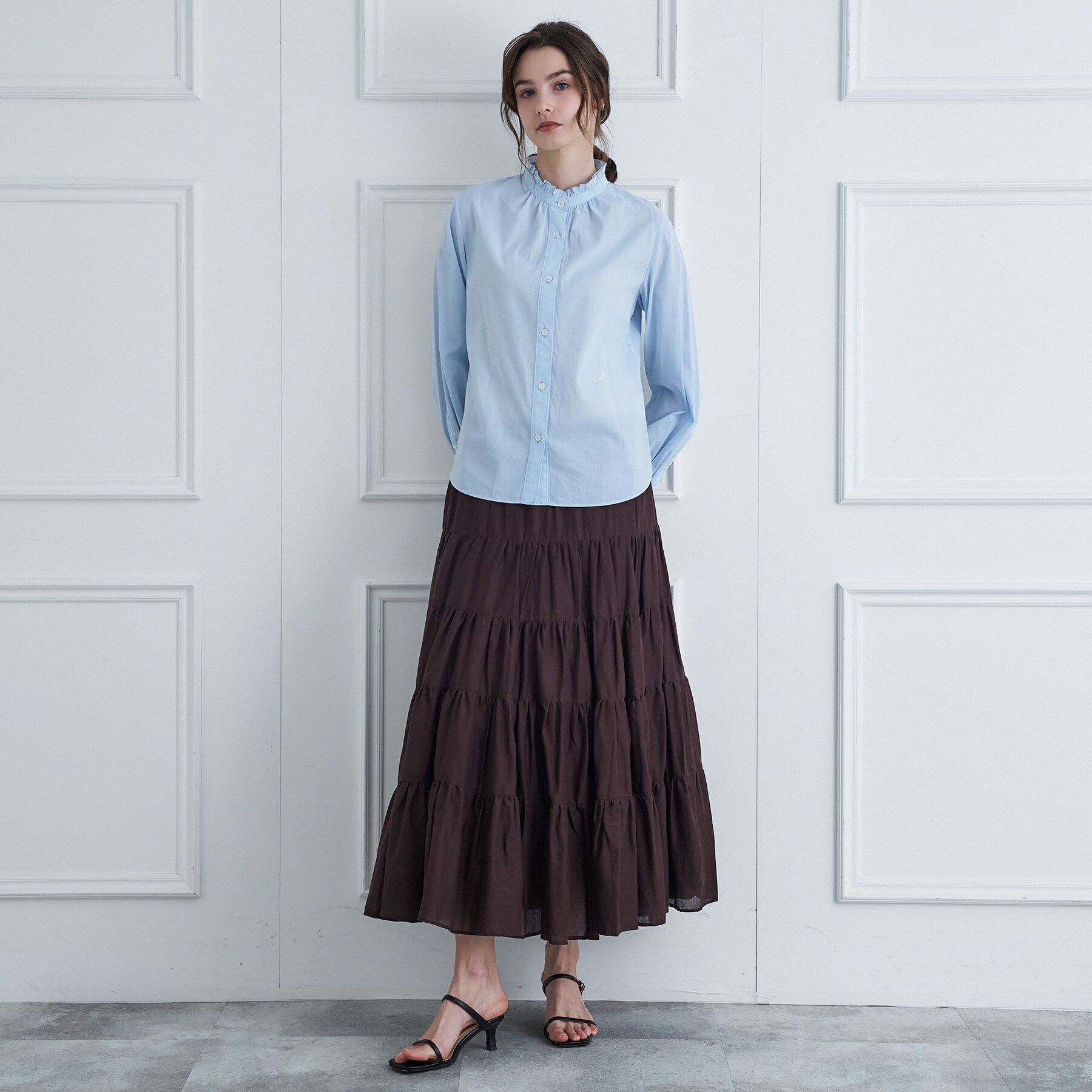 DRESSTERIOR「スタンドフリルネックブラウス」|シャツ・ブラウス|