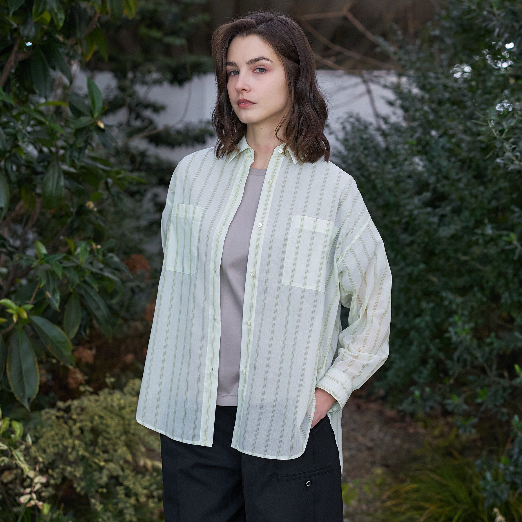 DRESSTERIOR「ストライプシアーシャツ」|シャツ・ブラウス|