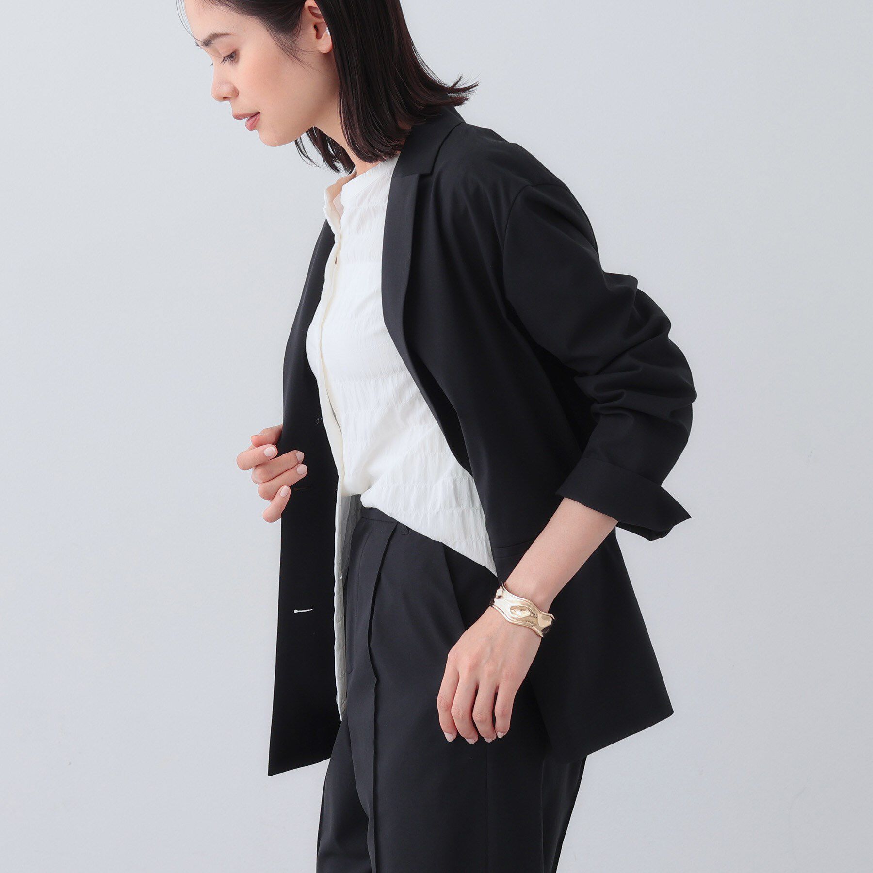 INDIVI「【日本製／SETUP可能】コットン混カーディガンライクジャケット」|スーツ|