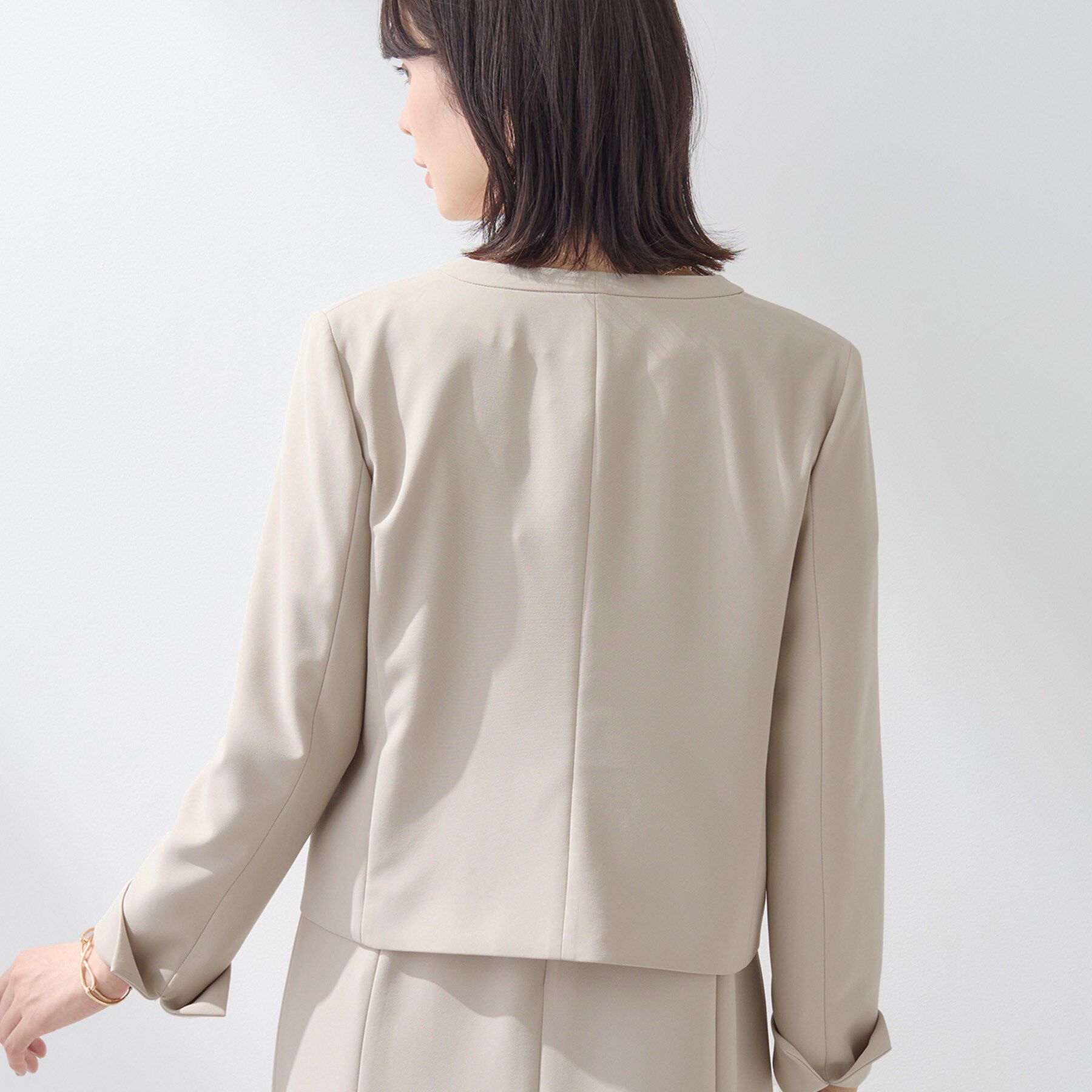 INDIVI「【上品光沢／セレモニー／SETUP可能】切り替えデザインジャケット」|ノーカラージャケット|