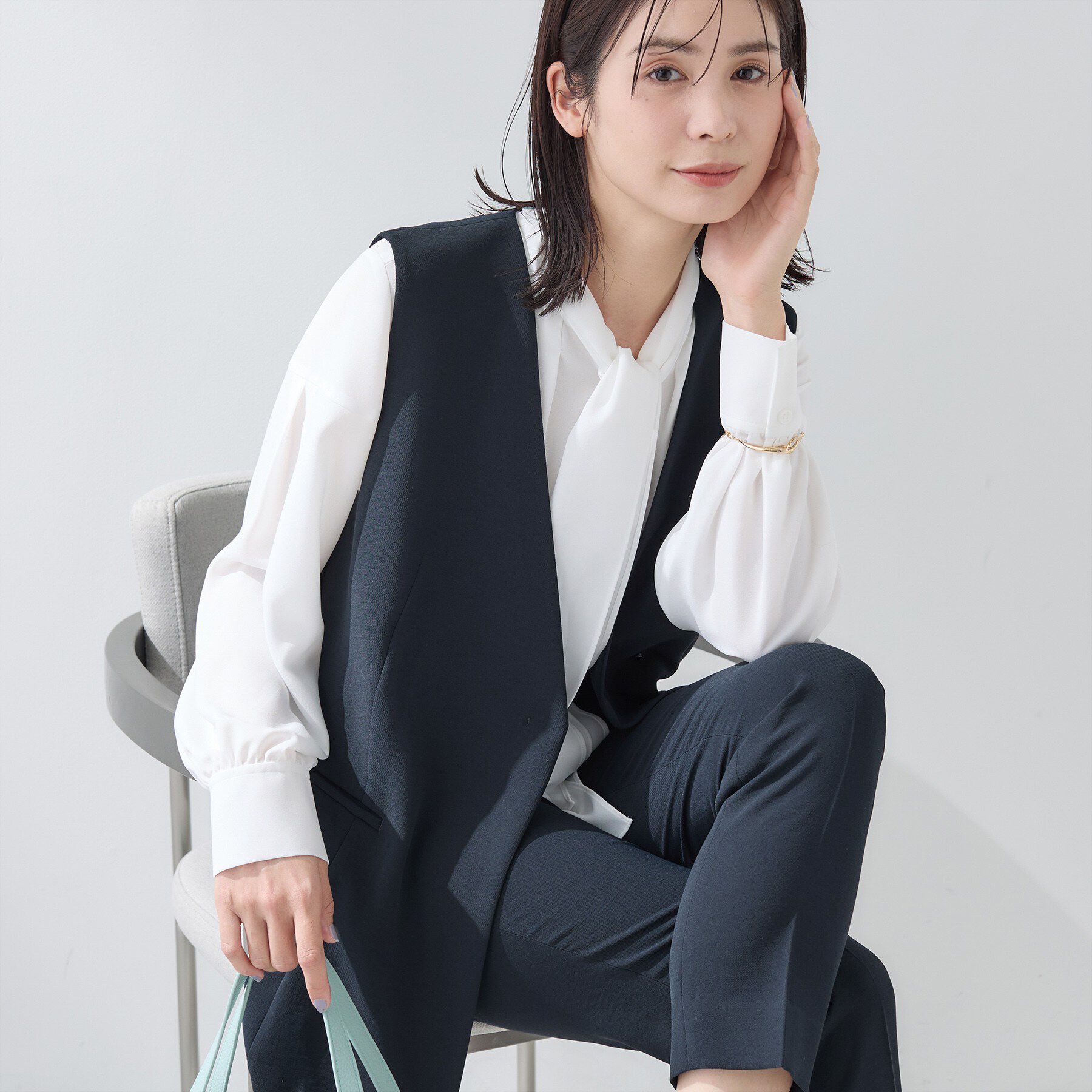 INDIVI「【洗える／多機能／SETUP可】着る日傘ジレジャケット」|ベスト・ジレ|ネイビー(094)