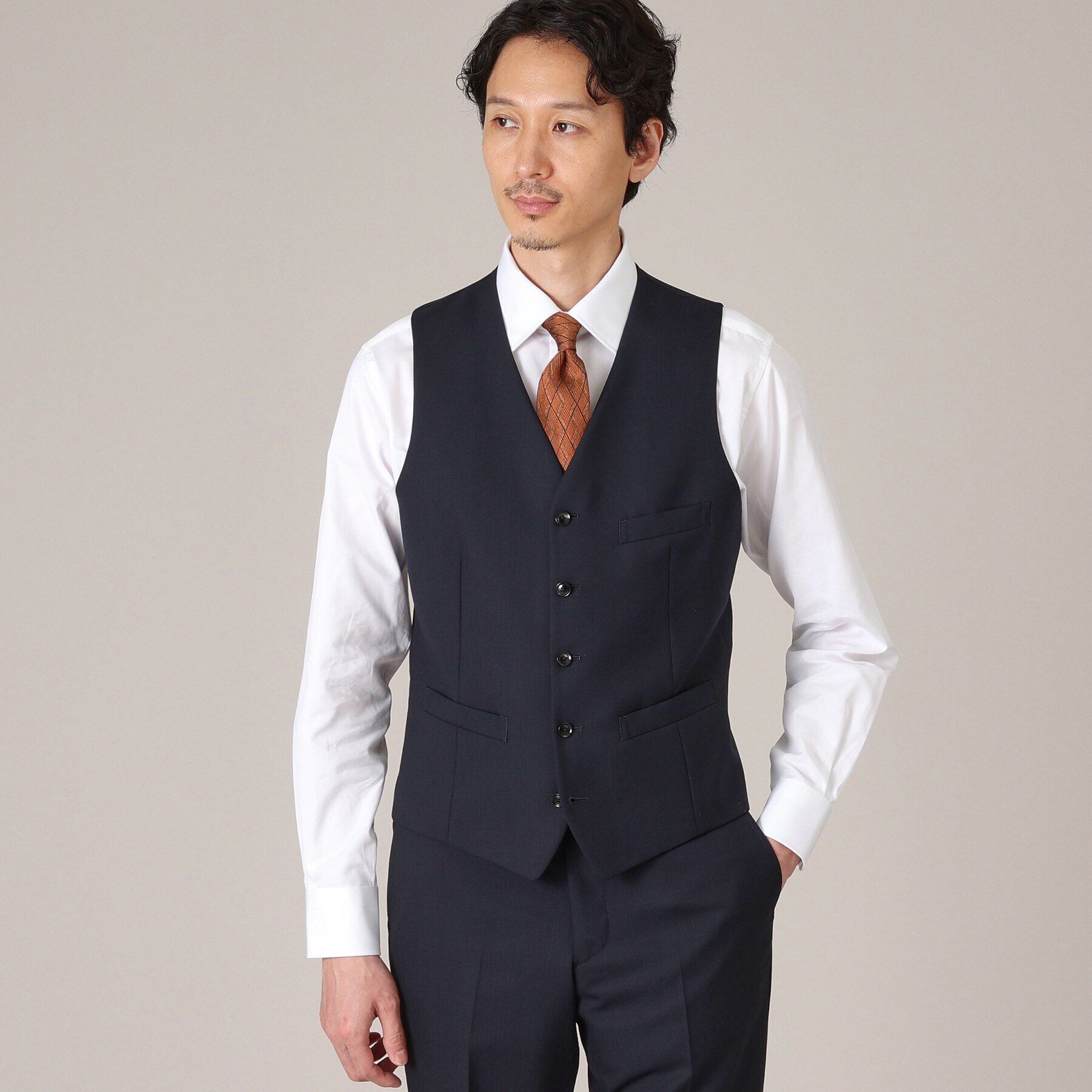 TAKEO KIKUCHI「【THE FLAGSHIP】シャドー番千鳥 べスト」|スーツ|ネイビー(294)