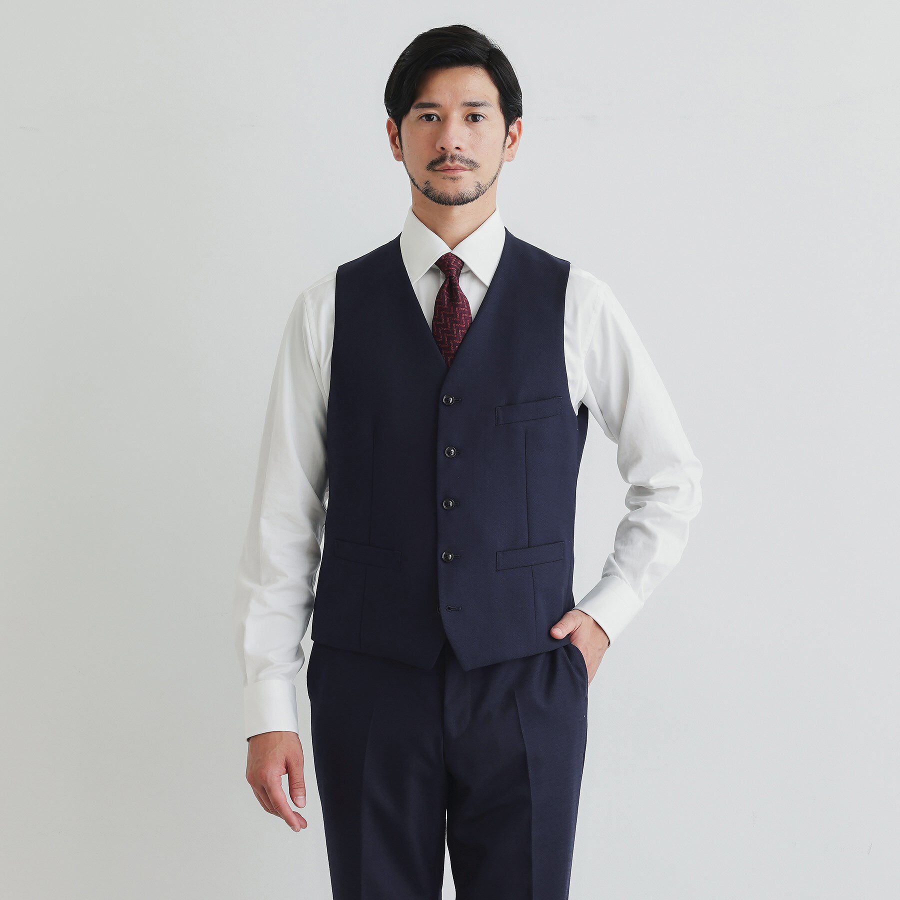 TAKEO KIKUCHI「鱗紋 ベスト」|スーツ|ネイビー(094)