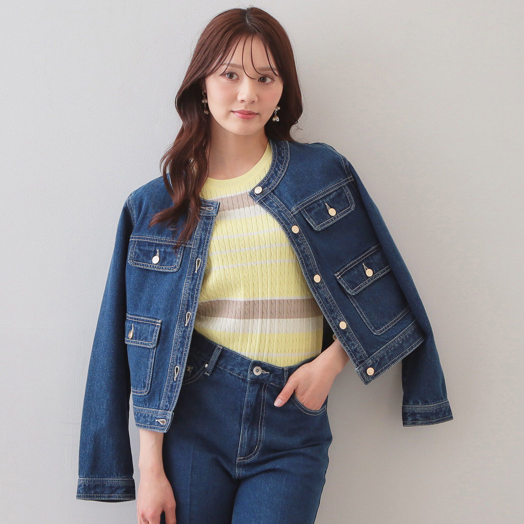 index「ランダムボーダーケーブルニット【洗濯機OK/坑ピル】」|ニット・セーター|