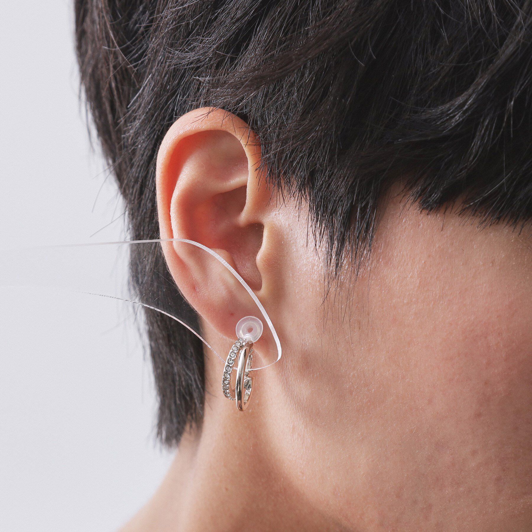 OPAQUE.CLIP「ダブルビジューイヤリング」|イヤリング|