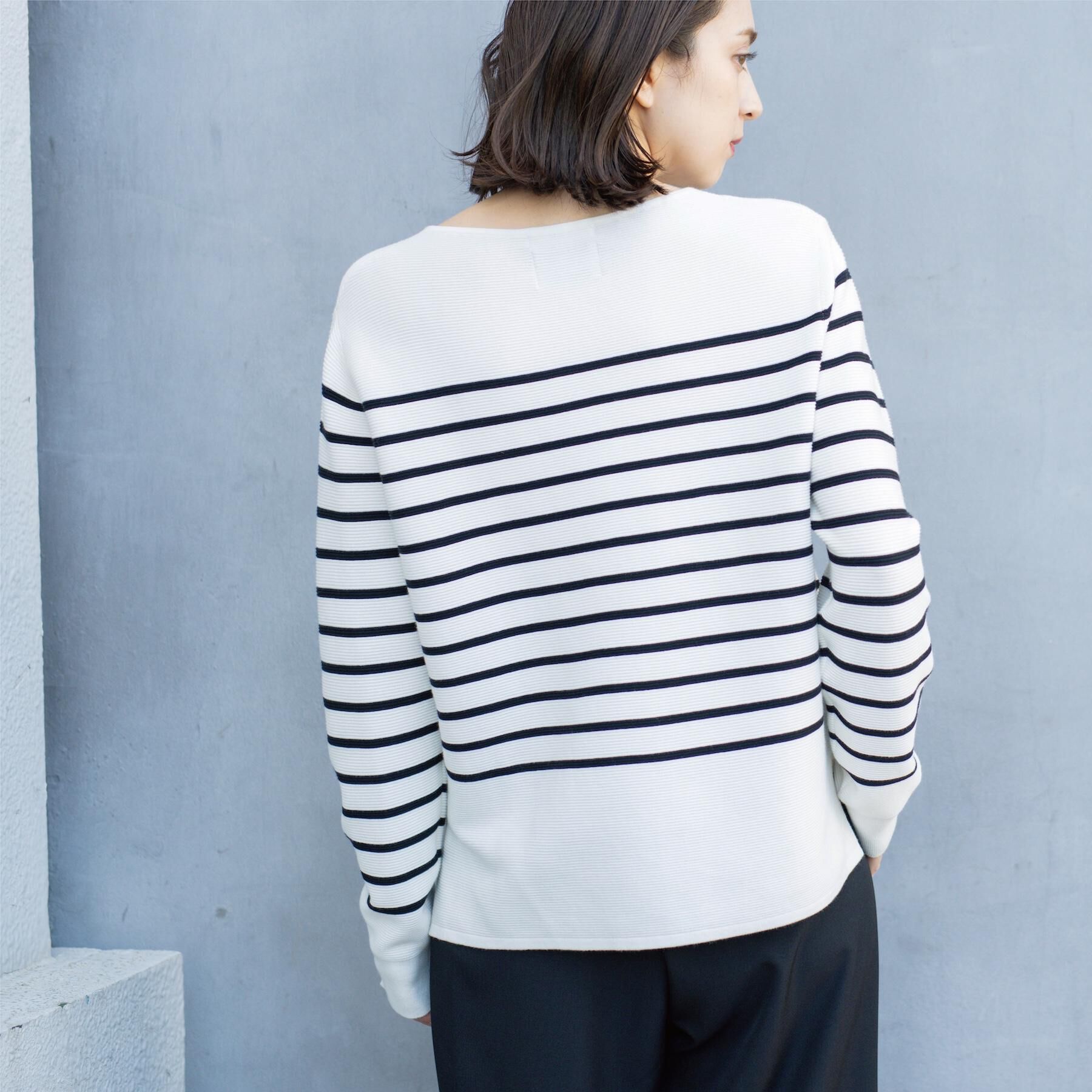 OPAQUE.CLIP「ボートネックガーターニット/オーガニックコットン混【洗濯機OK/UVケア】《6col》」|ニット・セーター|