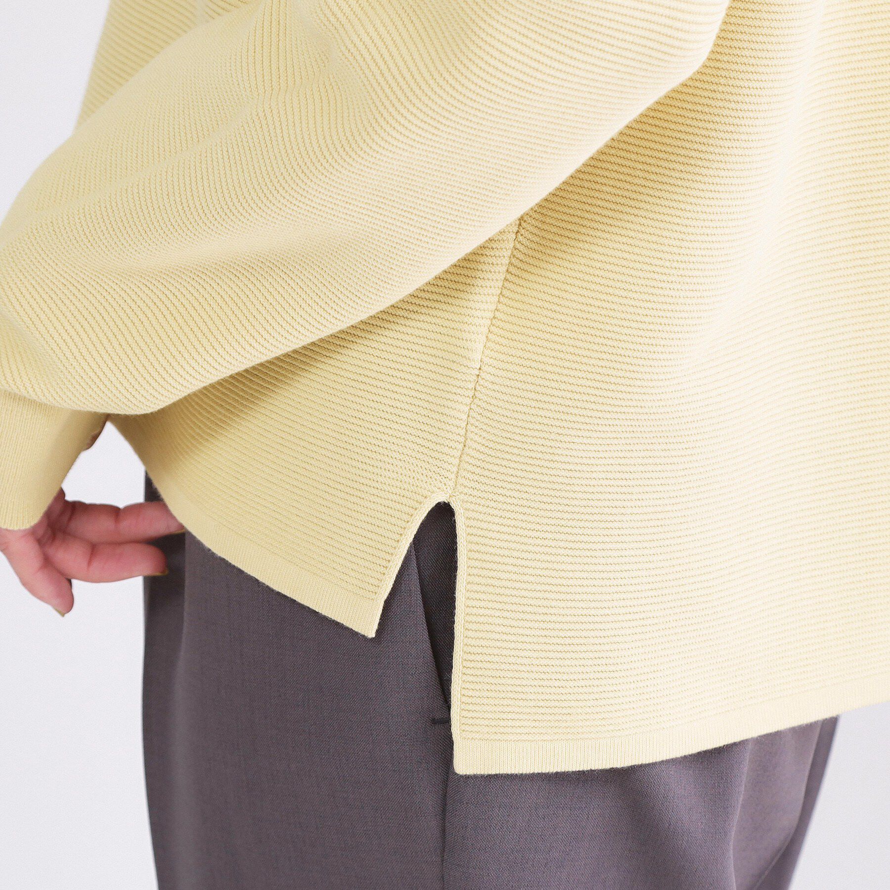 OPAQUE.CLIP「ボートネックガーターニット/オーガニックコットン混【洗濯機OK/UVケア】《6col》」|ニット・セーター|