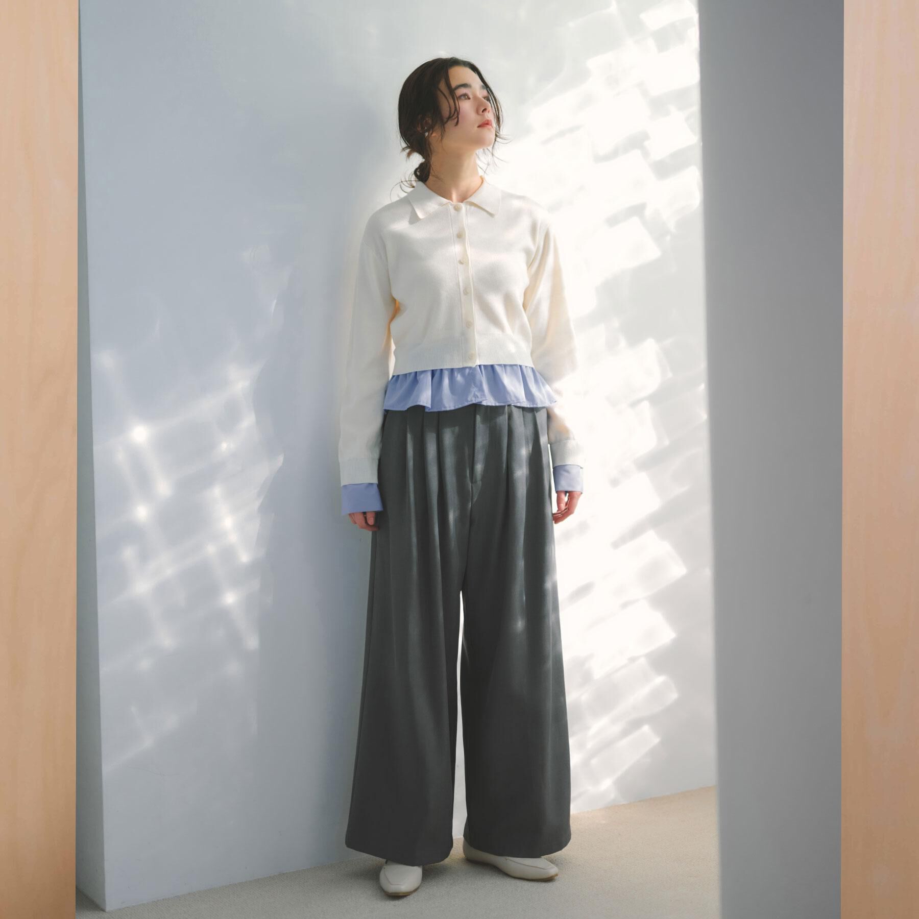 OPAQUE.CLIP「ポロ衿シャツドッキングニット【洗濯機OK】」|カーディガン|