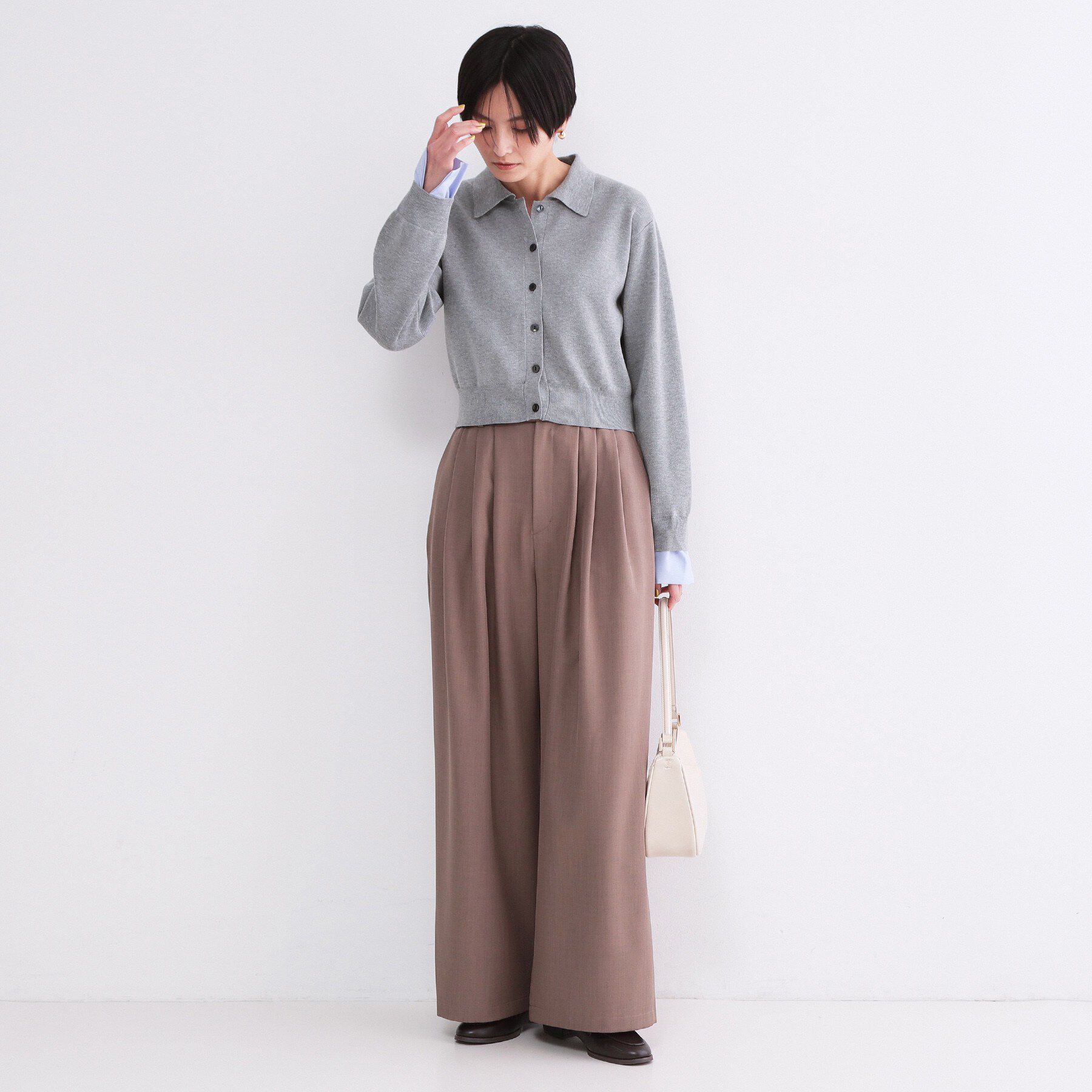 OPAQUE.CLIP「ポロ衿シャツドッキングニット【洗濯機OK】」|カーディガン|