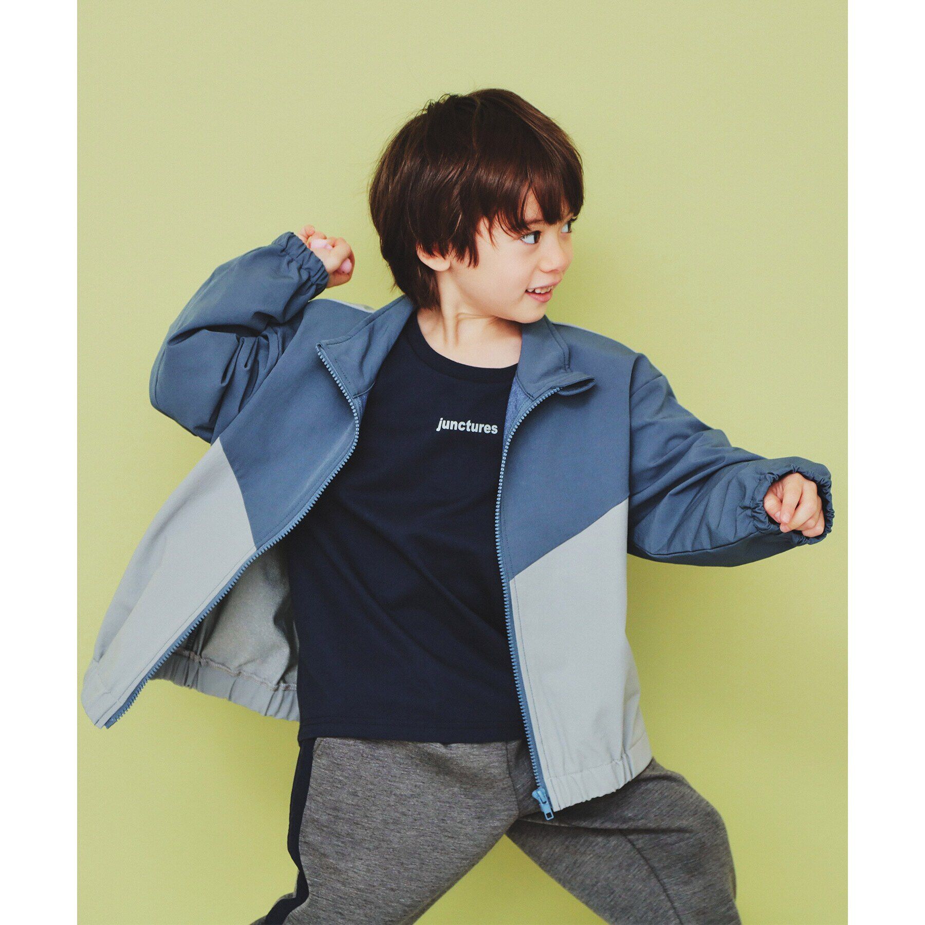 THE SHOP TK「【120-150】配色スタンドブルゾン/洗濯機OK」|ブルゾン・スタジャン|ブルー(593)