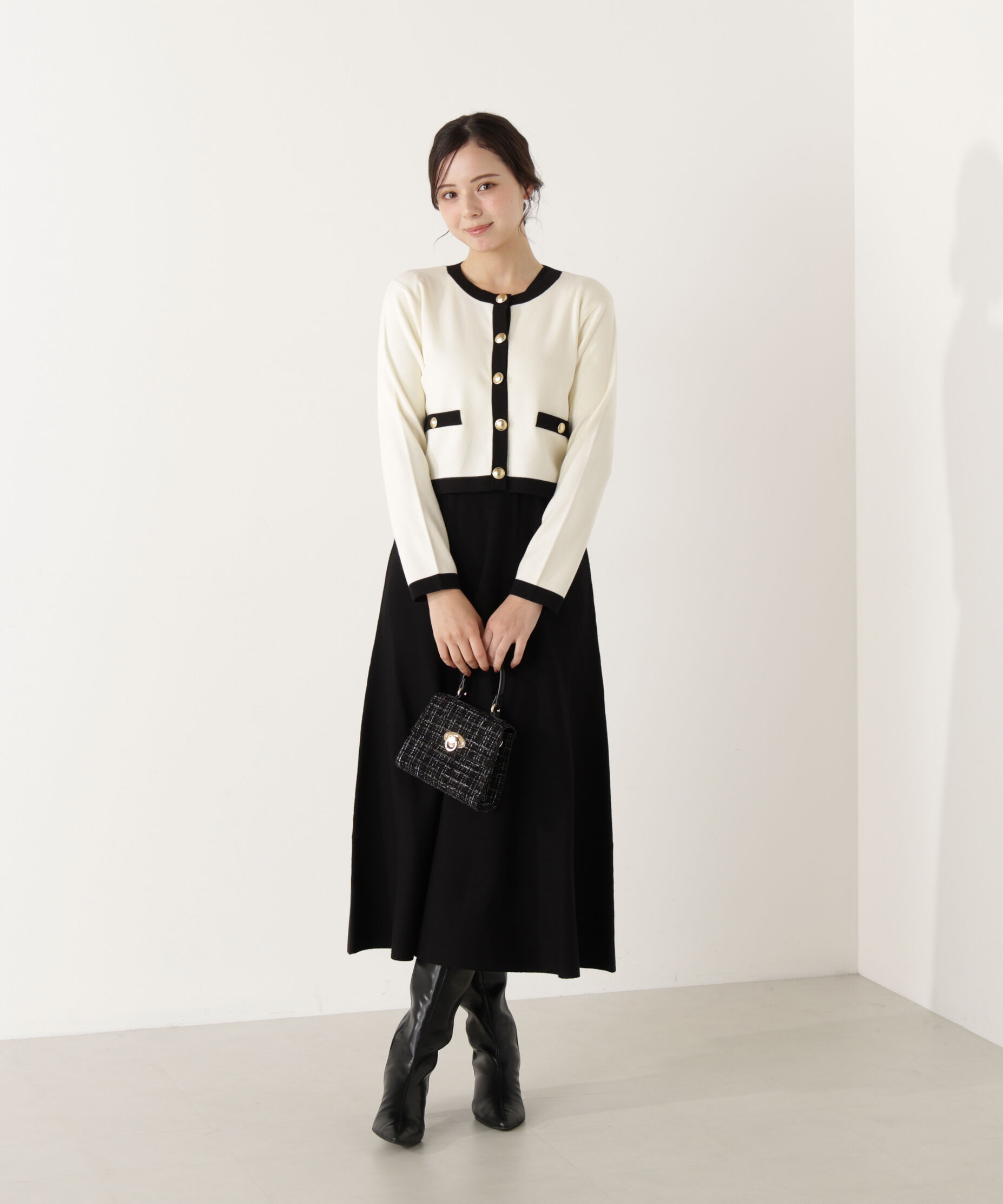 PROPORTION BODY DRESSING「バイカラーカーデセットアップ」|ワンピース|