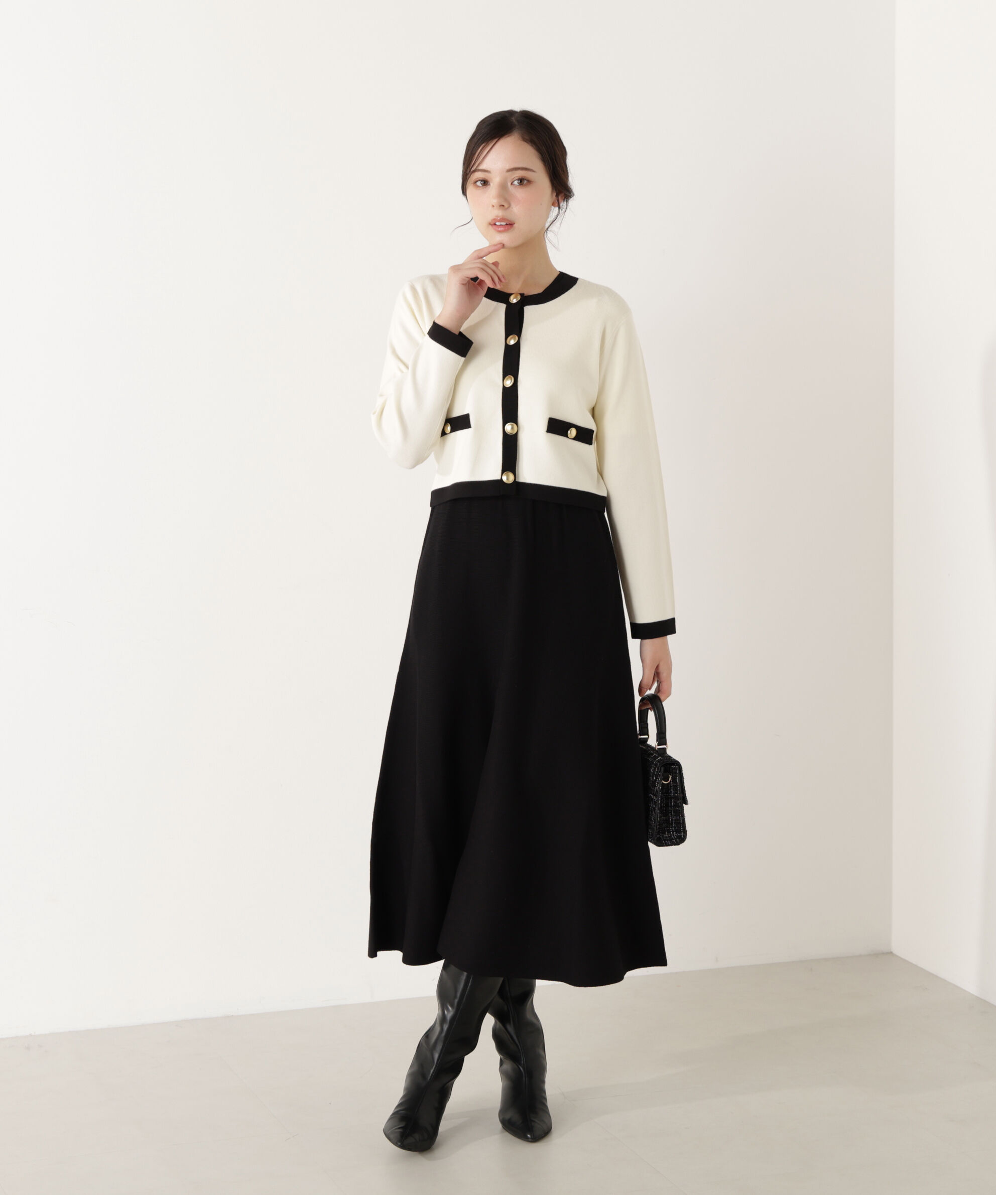 PROPORTION BODY DRESSING「バイカラーカーデセットアップ」|ワンピース|