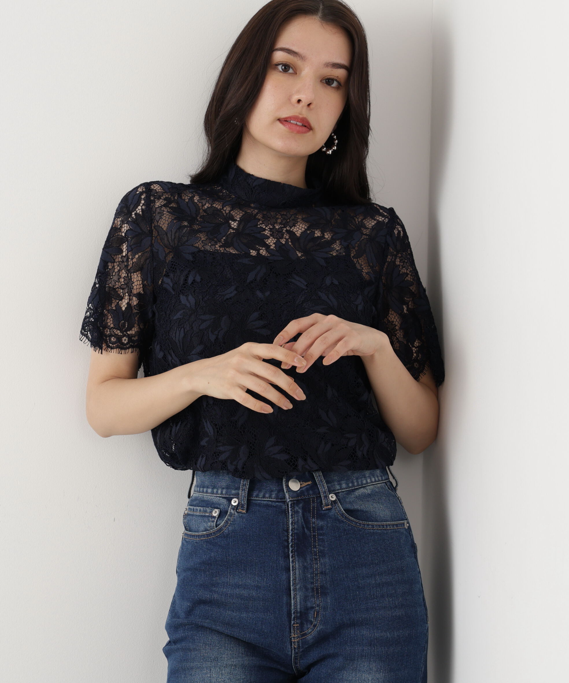  「リーフレースバックリボンブラウス」|シャツ・ブラウス|