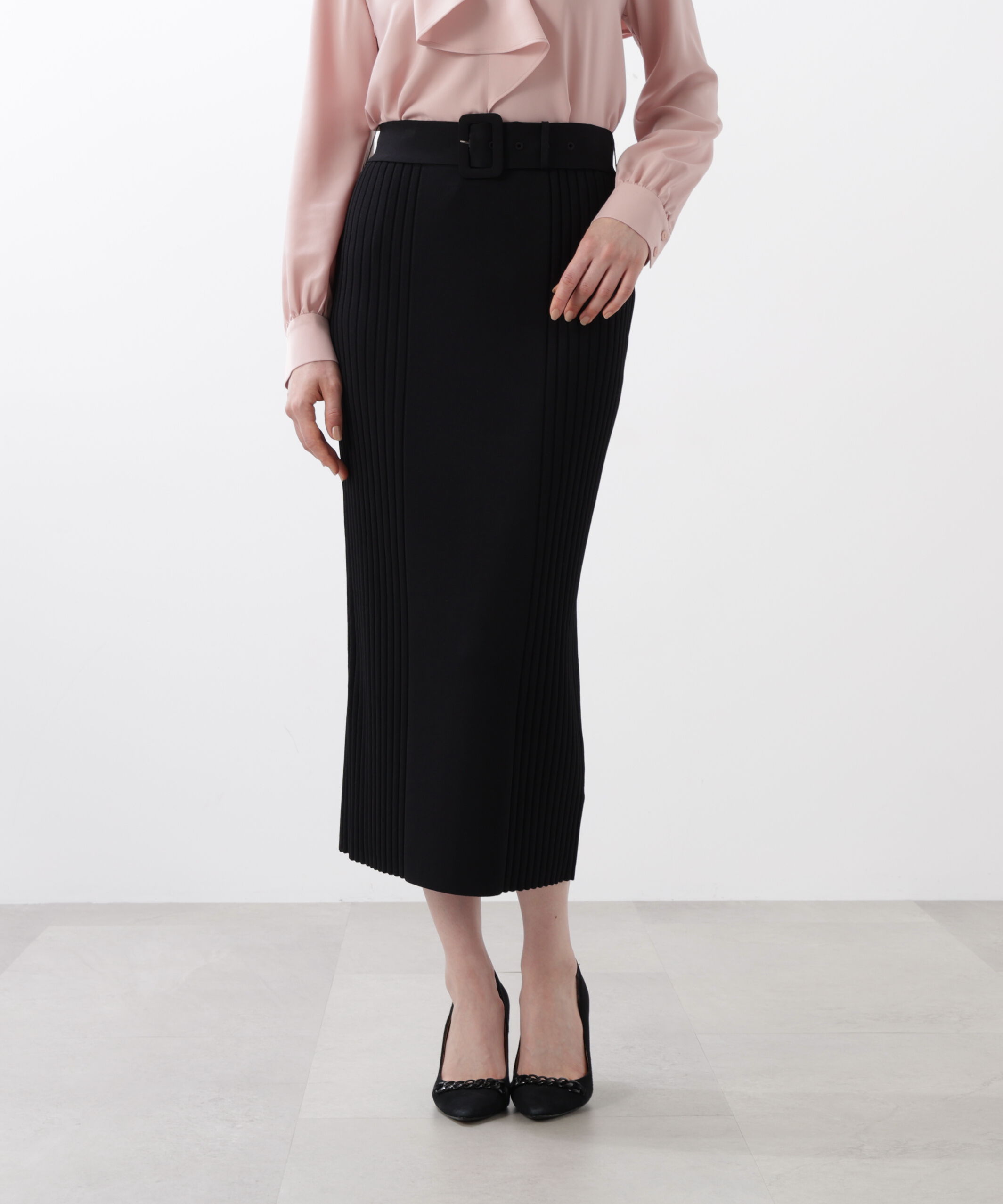  「◆ベルト付き総針ニットタイトスカート」|スカート|