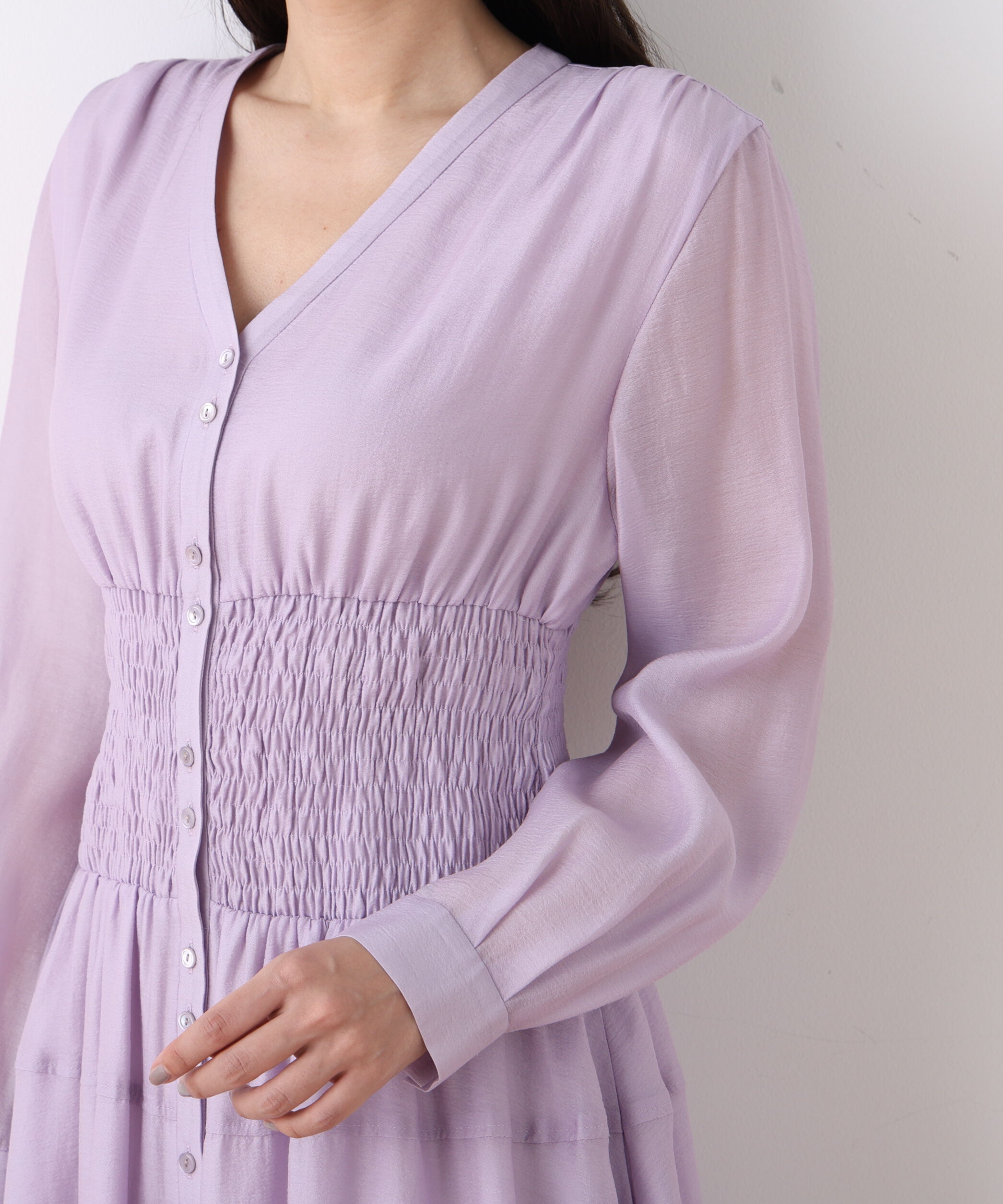  「ウエストシャーリングロングワンピース」|ワンピース|