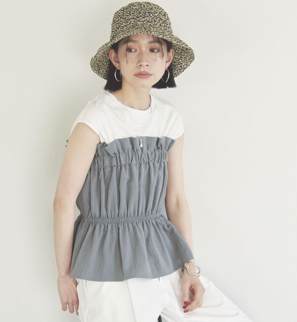 Doux archives「カットドッキングギャザートップス」|Tシャツ・カットソー|