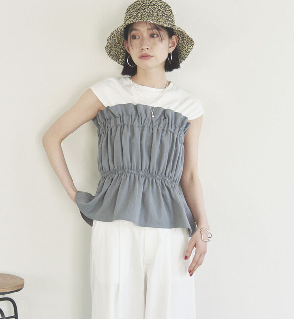 Doux archives「カットドッキングギャザートップス」|Tシャツ・カットソー|