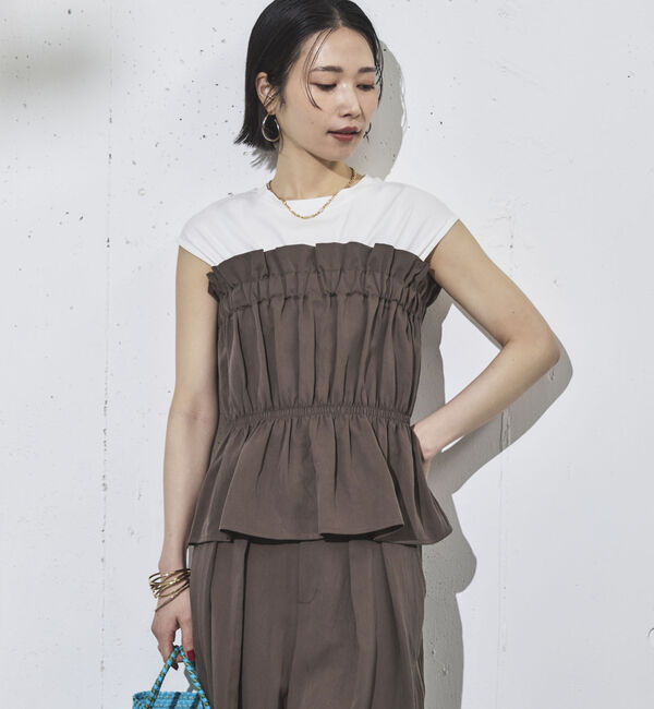 Doux archives「カットドッキングギャザートップス」|Tシャツ・カットソー|