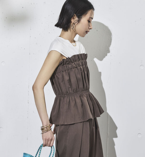 Doux archives「カットドッキングギャザートップス」|Tシャツ・カットソー|