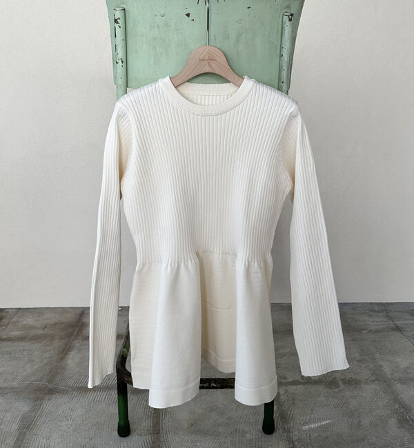 Doux archives「ワイドリブペプラムニットプルオーバー」|ニット・セーター|OFF WHITE