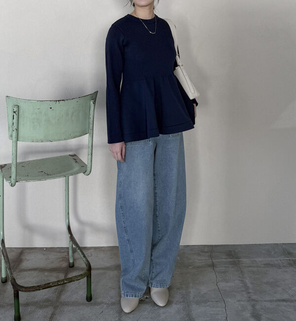 Doux archives「ワイドリブペプラムニットプルオーバー」|ニット・セーター|