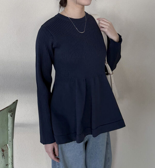 Doux archives「ワイドリブペプラムニットプルオーバー」|ニット・セーター|