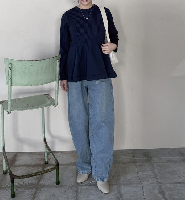 Doux archives「ワイドリブペプラムニットプルオーバー」|ニット・セーター|