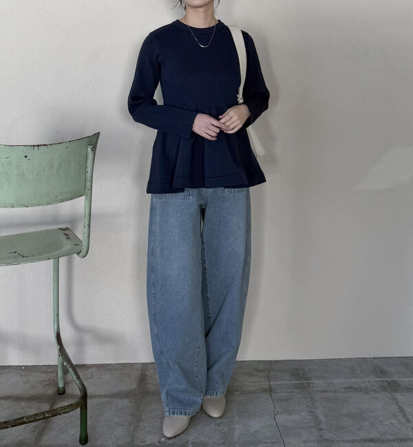 Doux archives「ワイドリブペプラムニットプルオーバー」|ニット・セーター|