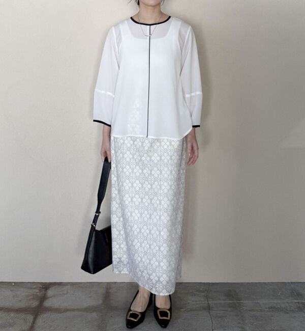 Doux archives「ジョーゼット配色パイピングブラウス」|シャツ・ブラウス|