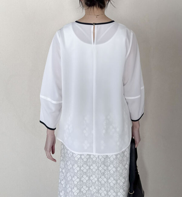 Doux archives「ジョーゼット配色パイピングブラウス」|シャツ・ブラウス|