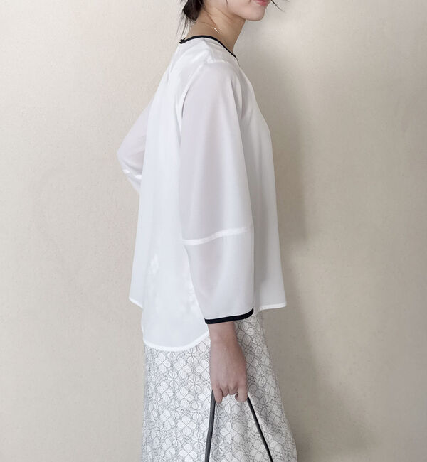 Doux archives「ジョーゼット配色パイピングブラウス」|シャツ・ブラウス|