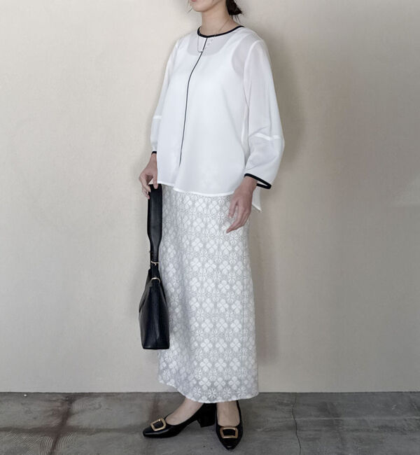 Doux archives「ジョーゼット配色パイピングブラウス」|シャツ・ブラウス|