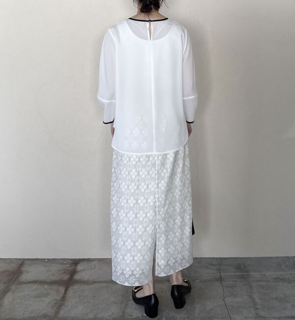 Doux archives「ジョーゼット配色パイピングブラウス」|シャツ・ブラウス|