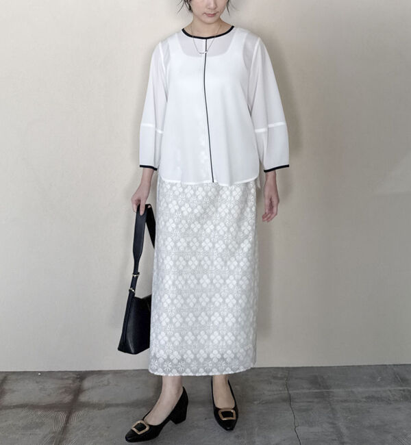 Doux archives「ジョーゼット配色パイピングブラウス」|シャツ・ブラウス|