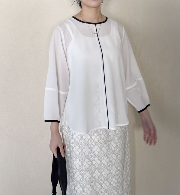 Doux archives「ジョーゼット配色パイピングブラウス」|シャツ・ブラウス|