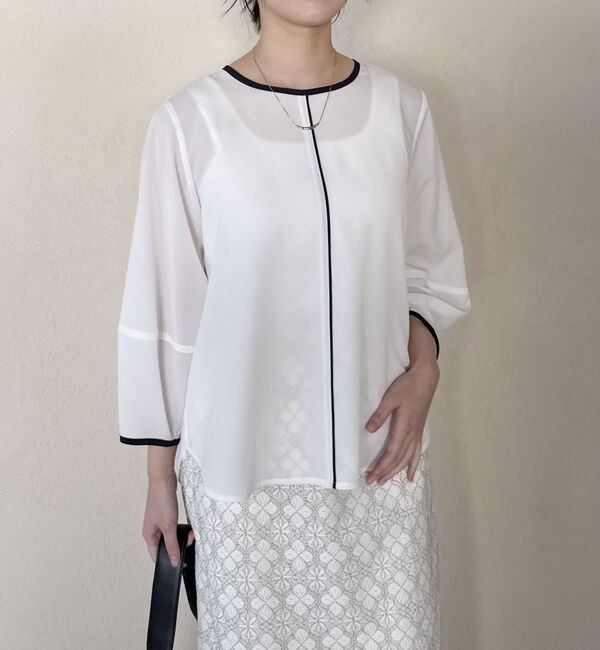 Doux archives「ジョーゼット配色パイピングブラウス」|シャツ・ブラウス|