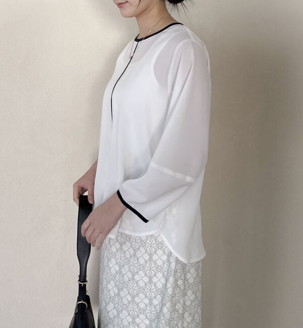 Doux archives「ジョーゼット配色パイピングブラウス」|シャツ・ブラウス|