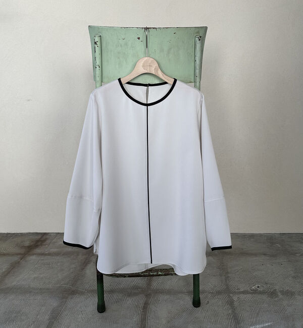 Doux archives「ジョーゼット配色パイピングブラウス」|シャツ・ブラウス|GRAY