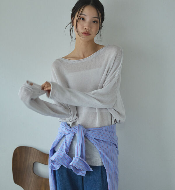 Doux archives「ペーパーヤーンプルオーバー」|ニット・セーター|SILVER GRAY