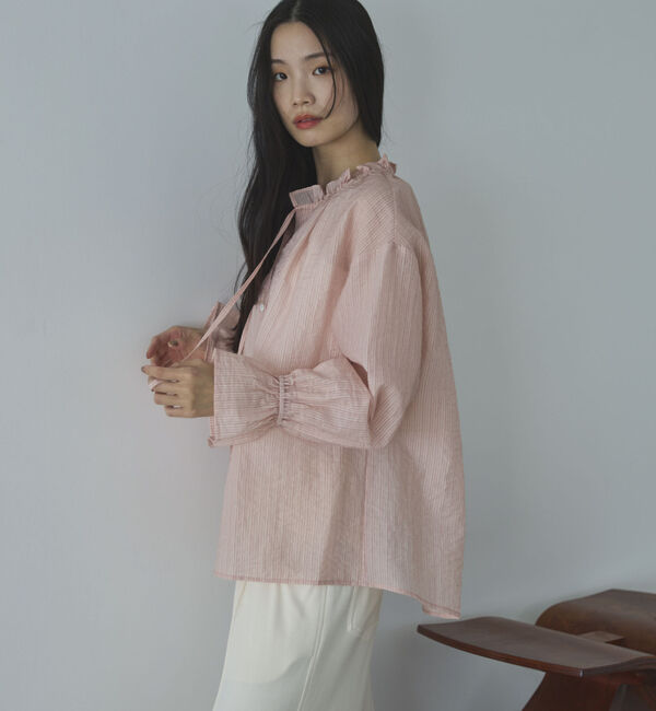 Doux archives「シアーストライプスタンドフリルブラウス」|シャツ・ブラウス|