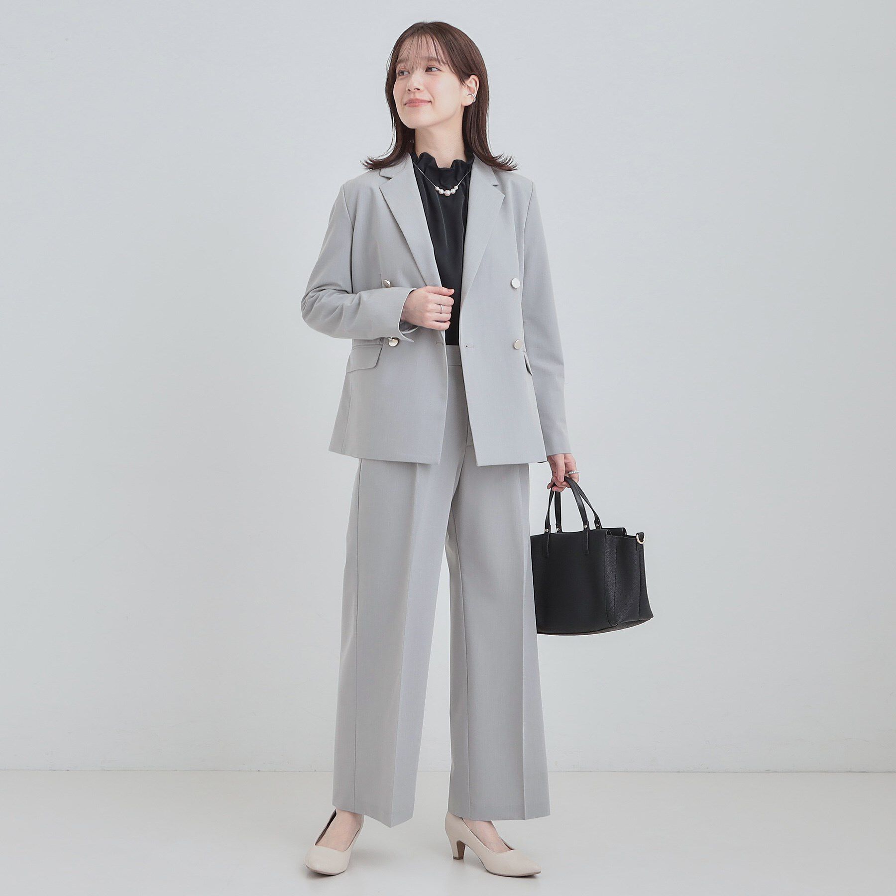 SHOO･LA･RUE「【セットアップ可/S-LL/洗濯機可】サッと軽やかに羽織りやすい ダブルブレストジャケット」|テーラードジャケット|